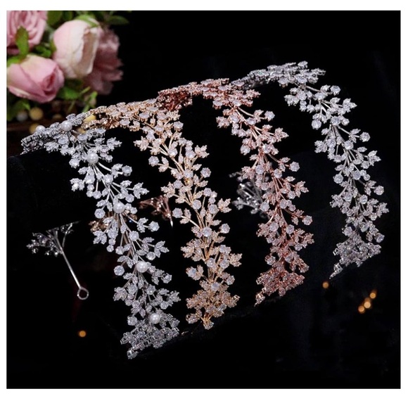 NWOT CZ Bridal Headband Comb Tiara Silver Wedding Hair Accessory Prom Pageant - Picture 6 of 10